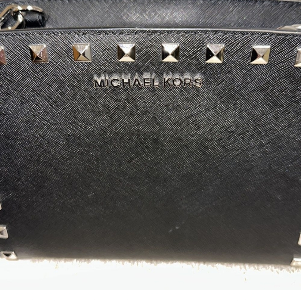 Michael Kors Black Leather Crossbody with Studded Detail